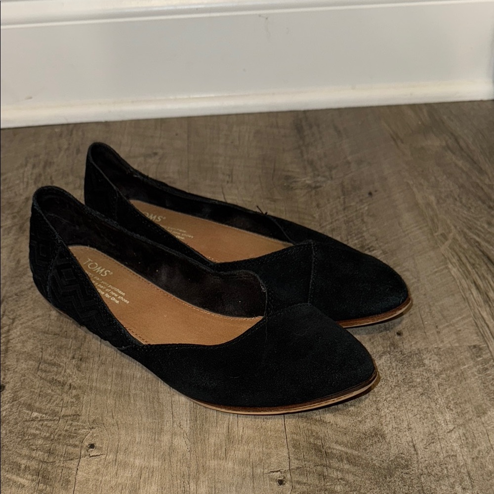 Toms Black Suede Flats